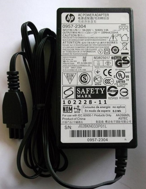 Genuine HP 0957-2304 AC Adapter Power Supply cord for OfficeJet 6100 6700 Photosmart 7510